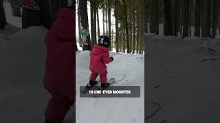 Cute 2-year-old baby skiing adventure #cuteness #skiing #baby