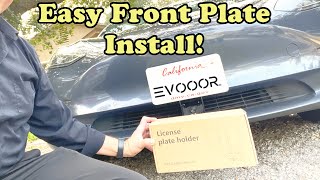 Mount Your Front Plate on Your Tesla Model 3/Y with the License Plate Holder from  EVOOOR!