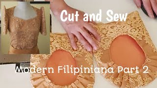 Modern Filipiniana Part 2 cutting and sewing