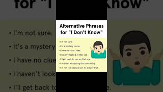 Learn Fluent English Speaking | Alternative Phrases for "I Don't Know" || #shorts #phrases