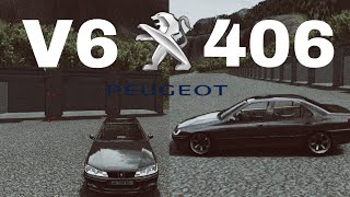 Assetto Corsa Peugeot 406 V6 goes fast in a road filled with turns.