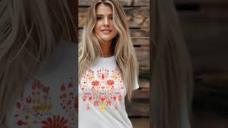 Boho Floral Folk Art T-Shirt, Vibrant Bohemian Style