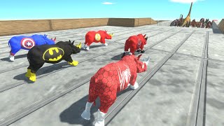 Trying to escape from Rhino Superheroes - Animal Revolt Battle Simulator