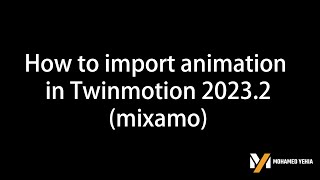 How to import animation in Twinmotion 2023.2 ( mixamo )