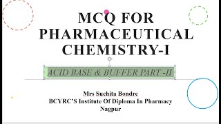 MCQ on ACID BASE & BUFFER PART  II