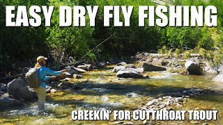 Easy Dry Fly Fishing: Small Creek Cutthroat Trout. Reading Water & High Catch Rate