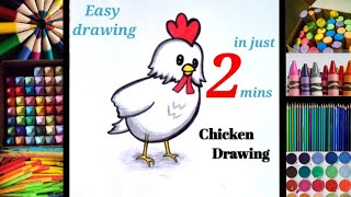 How to Draw Chicken 🐔 ll Chicken Cartoon Drawing ll Chicken Drawing Easy Step By Step