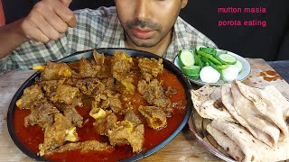 very spicy and oily mutton handi masala curry soft ghar ka ruti or paratha salad gravy eating show