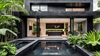 Beautiful Indoor and Outdoor Courtyard Garden Design for Black Home Interior: Embrace Tranquility