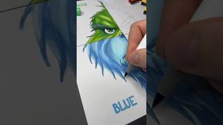 Drawing Grinch🎄In Different Colors 😱#short