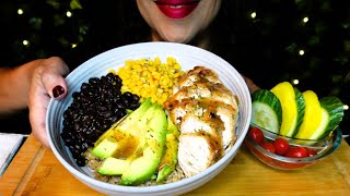 ASMR Chicken Rice Bowl | Chicken, Rice, Avocado, Corn, Black Beans | Eating Sounds | No Talking