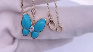 Turquoise Two Butterfly Pendant 18K Yellow gold#18kgold