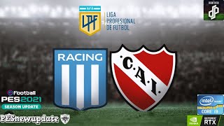 Racing Club Vs Independiente // ⚽Liga Profesional Argentina 2024⚽ // (Pes 2021Dream Patch 2025)