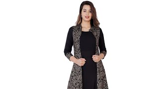 Fashion Women Designer Anarkali Suit with Dupatta Set(Black)