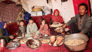 Cold Winter day in a Cave and Cooking Traditional Head Pulao Recipe | Village Life of Afghanistan