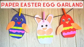 Paper Easter Egg Garland Kids Craft - Baby Chick and Easter Bunny Decoration