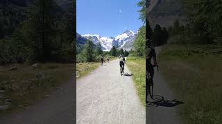 Con la Gravel verso il ghiaccio con Andrea....Morteratsch, Pontresina, Svizzera