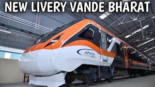 New livery Vande bharat Express Saffran And white Coloured