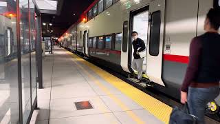 Stadler Kiss EMU on Caltrain #133 Arrives and Departs South San Fransisco