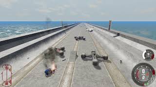 50+ cars crashing into spinners and jumping a ramp - Beamng.Drive