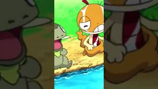 Axew and Scraggy splashing each other