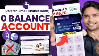 utkarsh small finance bank zero balance account | utkarsh bank zero balance account online opening