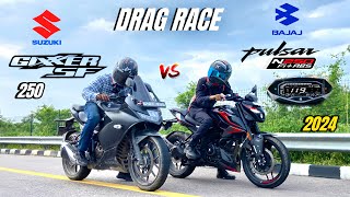 bajaj pulsar N250 vs suzuki Gixxer sf 250 | drag race | race till their potential