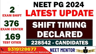 NEET PG 2024 🔥 228542 Candidates at 376 Exam center in 2 shifts on 11th August #neetpg2024 Latest