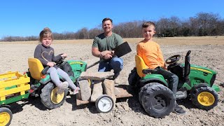 Playing with tractors in the rocks and dirt | Tractors for kids