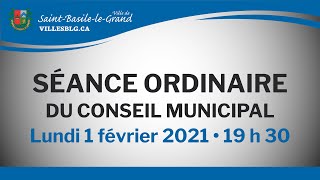 Séance ordinaire du conseil municipal - 1er février 2021