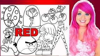 Coloring All RED Characters & Pictures | Mario, Knuckles, Miraculous Ladybug, Angry Birds & More