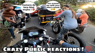 Public reactions for superbikes in India🇮🇳|Z900 & Benelli 302R|Girl gets scared😥|must watch💯|