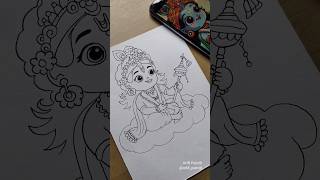 Cute krishna outline drawing 💕|| #shorts #trending #viral #krishna #radha #rani