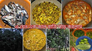 বৃষ্টির সকালে ছোট ভাই রংবেরঙের মাছ ধরল ও রান্না করলাম কচুর মুখি দিয়ে Home village blogger