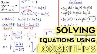 Solving Algebraic Expressions Using Logarithms