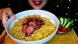 ASMR Indomie Mi Goreng Noodles & Sausage | Stir Fry Noodles | Eating Sounds | No Talking