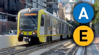 Los Angeles Metro Trains in Downtown (A & E Line Compilation)