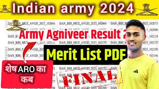 Army Agniveer Final Result 2024 | All ARO का फाइनल Out | Army Agniveer Result 2024