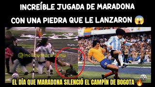 LA INCREÍBLE JUGADA DE MARADONA CON UNA PIEDRA QUE LE LANZARON DESDE LAS TRIBUNAS EN COLOMBIA 😱