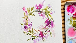 Quick Watercolor Series Ep11: Lilac Wreath