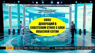 СНОС ДЕКОРАЦИЙ СОВЕТСКОЙ ЭПОХИ НА АЛЛЕИ НЕБЕСНОЙ СОТНИ.