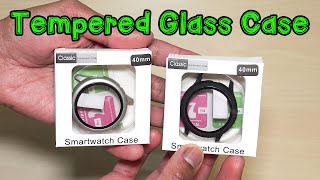 Samsung Galaxy Watch Active 2 | Hard Slim Case with Tempered Glass Screen Protector (Black Silver)