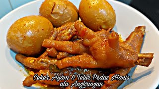 Resep Ceker Ayam & Telur Pedas Manis Ala Angkringan | Pakai Slow Cooker | Resep Ceker Kecap Empuk