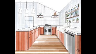 Mid-century Kitchen Sketch