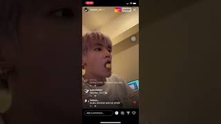 Taeyong drinking and eating on Instagram Live IG Live