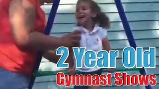 2 Year Old Gymnast Shows Off Her Skills On A Bar!