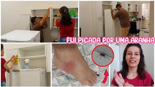 FINALIZAMOS A COZINHA😍INSTALAMOS O AÉREO E A TORRE| FUI PICADA POR UMA ARANHA em CASA |Amanda Maria