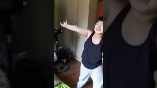 Acting Kid with background Lady Gaga - Bad Romance song