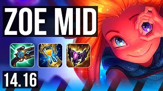 ZOE vs TALIYAH (MID) | 8/1/12, 1100+ games, Godlike | EUW Master | 14.16