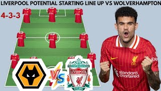 🚨 Liverpool Potential Starting line up vs Wolverhampton 🔥 epl 2024/2025 Match week 06